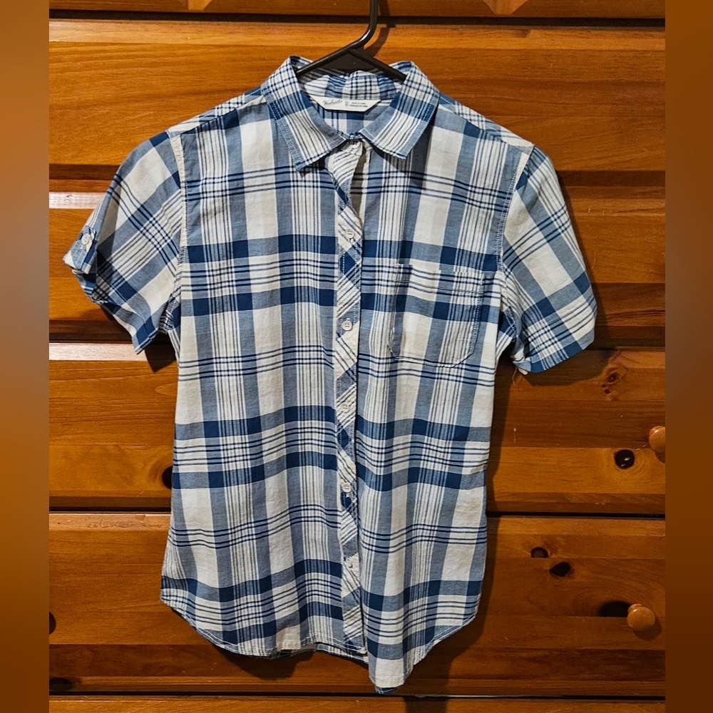 Woolrich Blue Plaid Women's Button Down Shirt